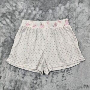 SUGARBOO Shorts Womens M White Pink Floral Pull On Ribbed Knit Shortie Pockets‎